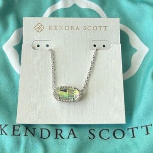 Kendra Scott Silver Elisa Necklace with Iridescent Gem